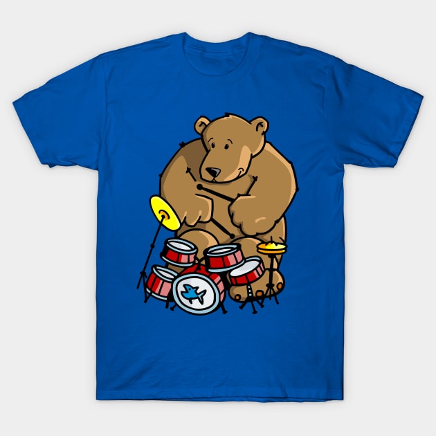 Groovy Drummer Bear T-Shirt by schlag.art